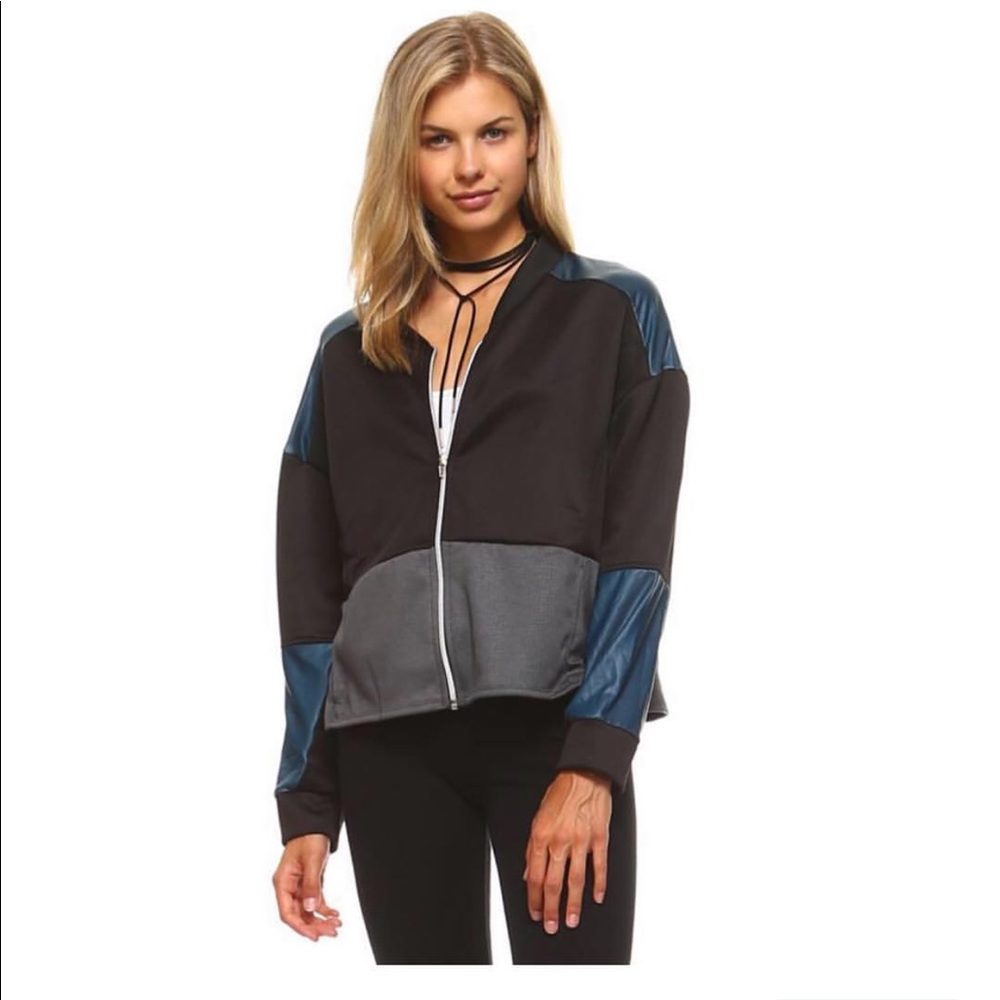 Leather Patch Bomber Jacket